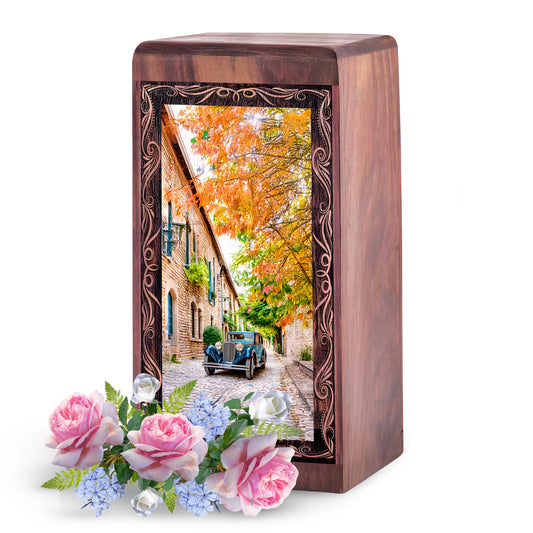Rosewood Memorial Car Wooden Urn – Street Theme Keepshake For Man