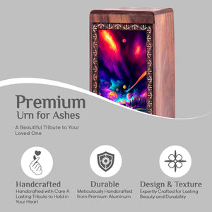 Cosmic Racing Car Large Wooden Box - Futuristic Theme Cremation Urn For Burial