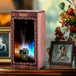 Classic Muscle Car Wood Cremation Urn - Artistic Theme Memorial Urn For Mom & Dad