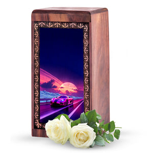Pink Supercar Decorative Wooden Boxes - Handmade Cremation Urn For Burial