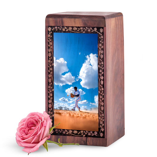 Baseball Wooden Urn For Ashes – Handmade Wood Cremation Urn For Adult Male