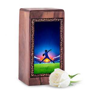Baseball Legacy Memorial Urn – Wooden Box Urn For Adult Male