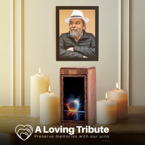 Baseball Fire Glow Memorial Urn – Personalized Wooden Cremation Urn For Female
