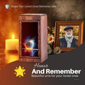 Baseball Fire Glow Memorial Urn – Personalized Wooden Cremation Urn For Female