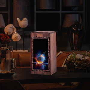 Baseball Fire Glow Memorial Urn – Personalized Wooden Cremation Urn For Female