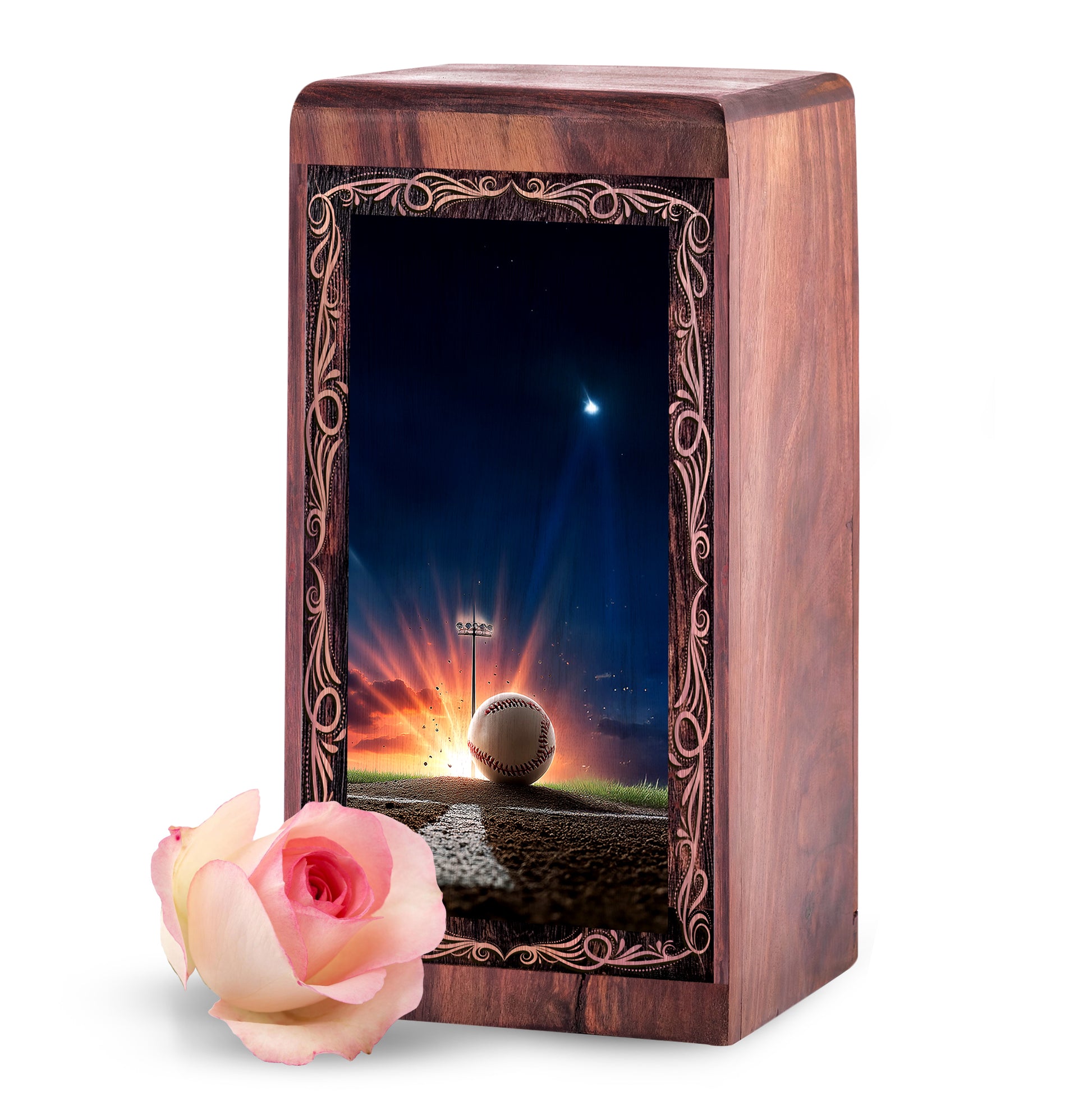 Baseball Field Handmade Memorial Urn – Wooden Urns For Human Ashes Adult Male