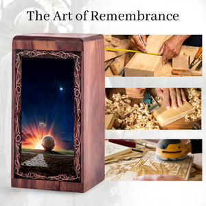 Baseball Field Handmade Memorial Urn – Wooden Urns For Human Ashes Adult Male