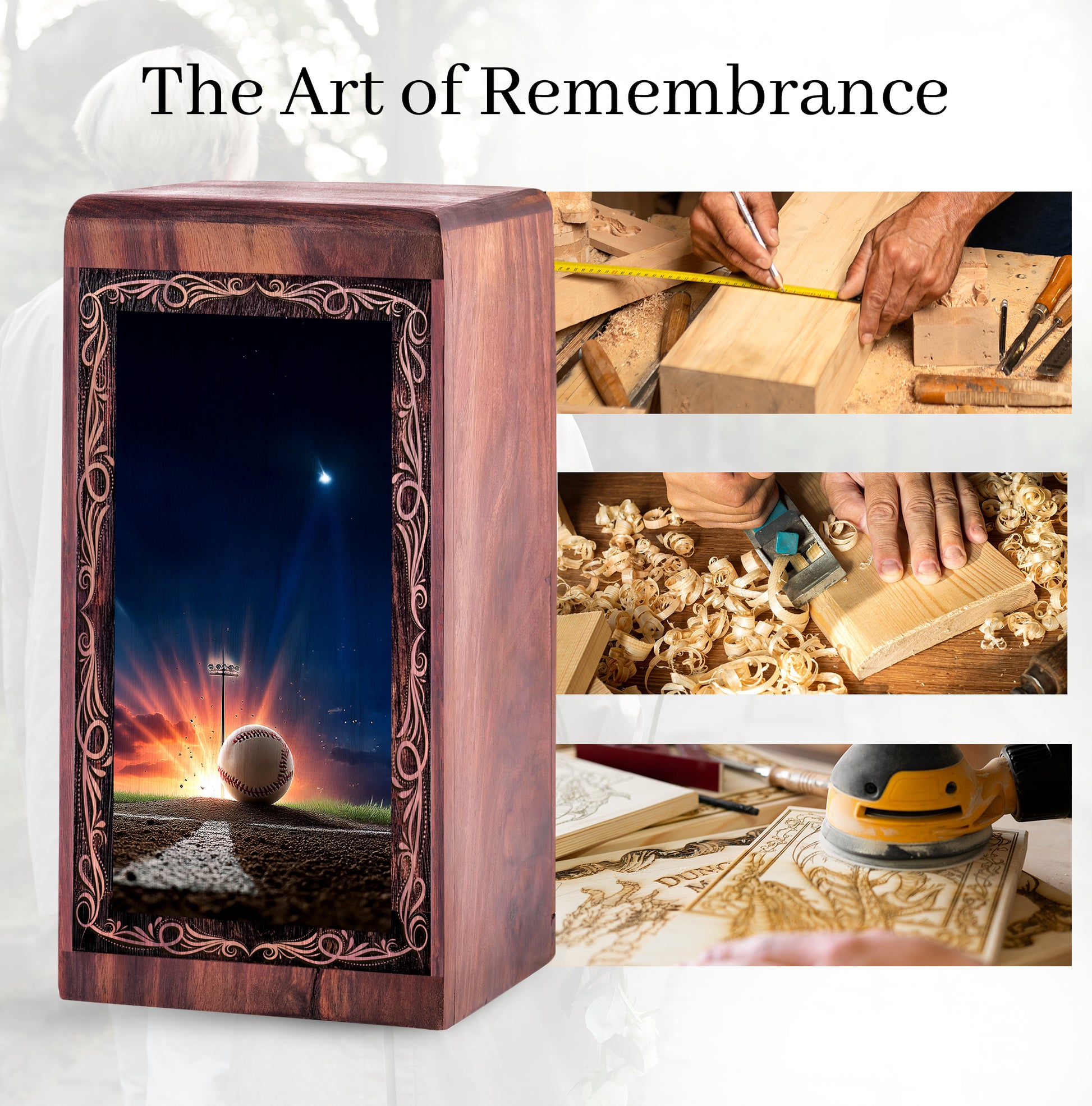 Baseball Field Handmade Memorial Urn – Wooden Urns For Human Ashes Adult Male