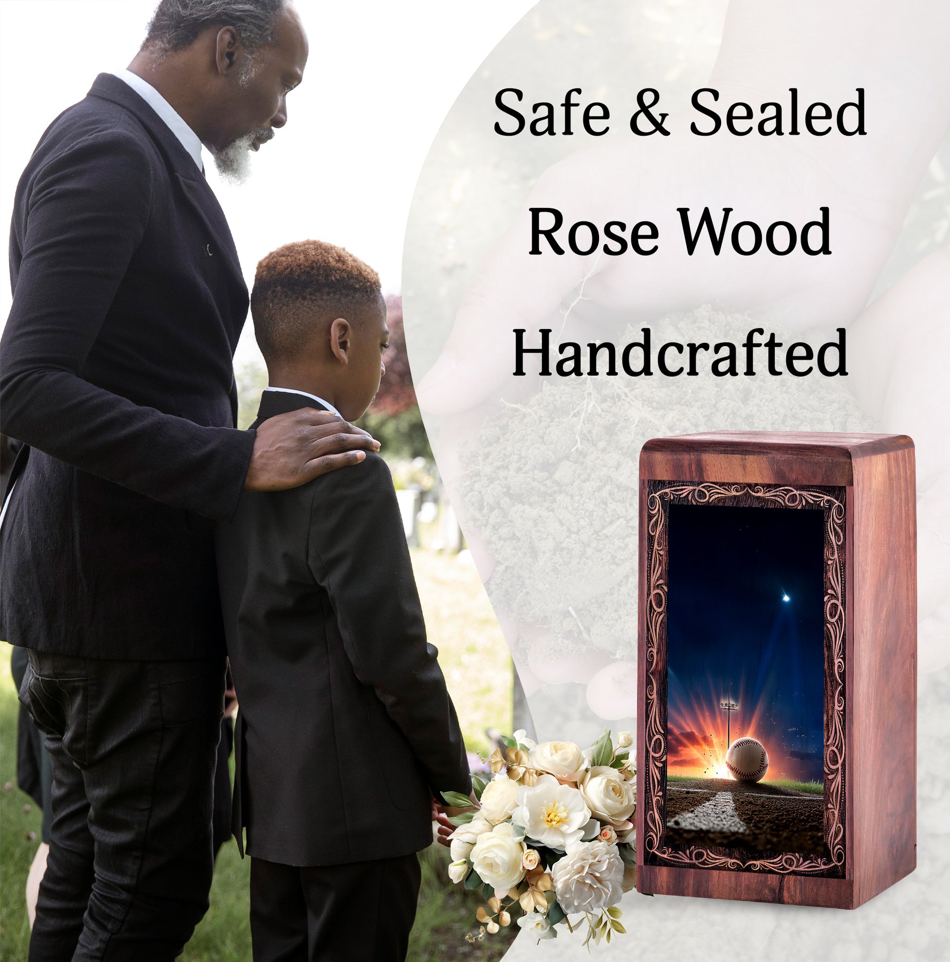 Baseball Field Handmade Memorial Urn – Wooden Urns For Human Ashes Adult Male