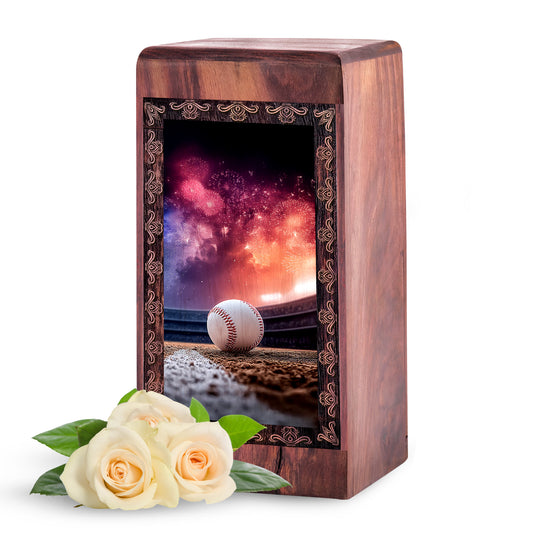 Baseball Tribute Cremation Urn Box – Premium Wooden Funeral Urn For Man