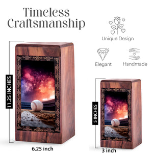 Baseball Tribute Cremation Urn Box – Premium Wooden Funeral Urn For Man