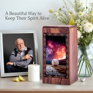 Baseball Tribute Cremation Urn Box – Premium Wooden Funeral Urn For Man