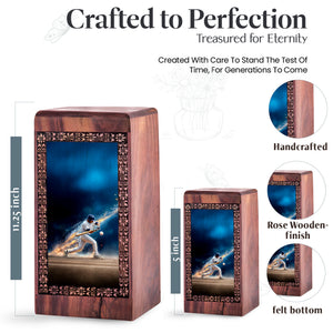 Baseball Swing Cremation Urn – Decorative Memorial Wooden Box For Ashes