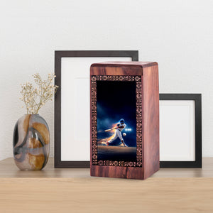 Dynamic Baseball Swing Funeral Urn – Wood Cremation Urn For Burial