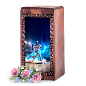 Athletic Baseball Tribute Keepsake Urn – Handmade Wooden Keepshake For Adult Male
