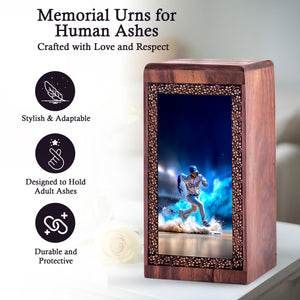 Athletic Baseball Tribute Keepsake Urn – Handmade Wooden Keepshake For Adult Male