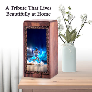 Athletic Baseball Tribute Keepsake Urn – Handmade Wooden Keepshake For Adult Male