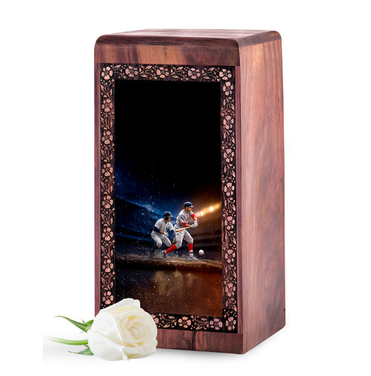 Baseball Team Wooden Urn For Ashes – Cremation Urn For Human Ashes Adults