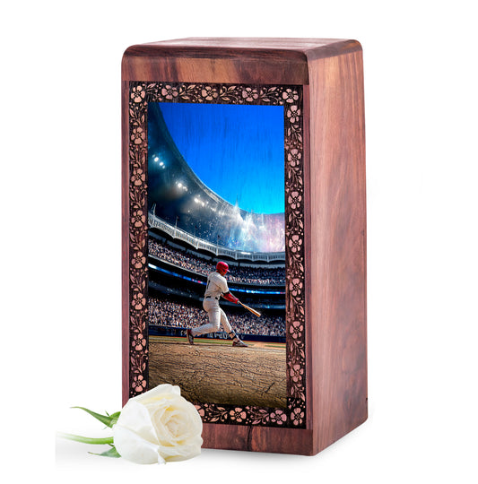 Baseball Glory Theme Cremation Urn – Personalized Wooden Memorial Urn For Ashes
