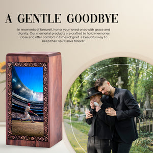 Baseball Glory Theme Cremation Urn – Personalized Wooden Memorial Urn For Ashes
