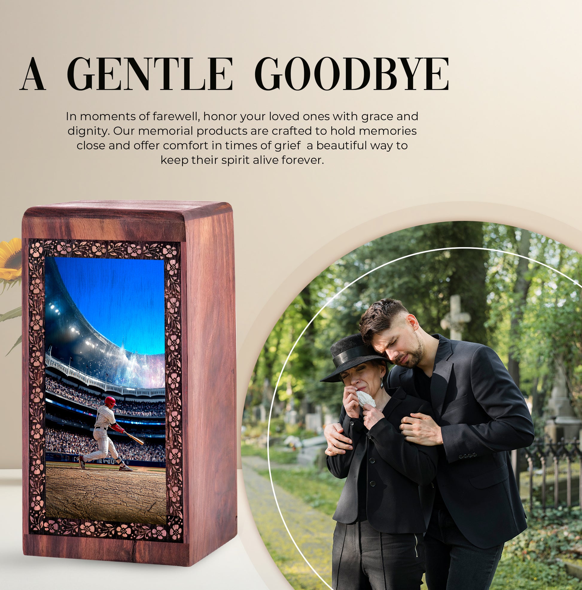 Baseball Glory Theme Cremation Urn – Personalized Wooden Memorial Urn For Ashes