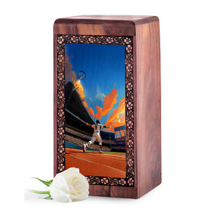 Athletic Triumph Baseball Wooden Urn – Decorative Wooden Memorial Box For Mom & Dad