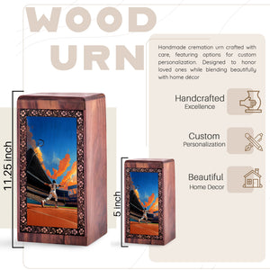 Athletic Triumph Baseball Wooden Urn – Decorative Wooden Memorial Box For Mom & Dad
