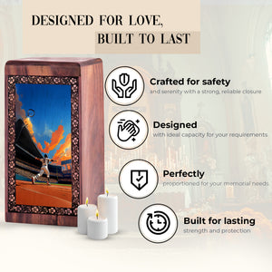 Athletic Triumph Baseball Wooden Urn – Decorative Wooden Memorial Box For Mom & Dad