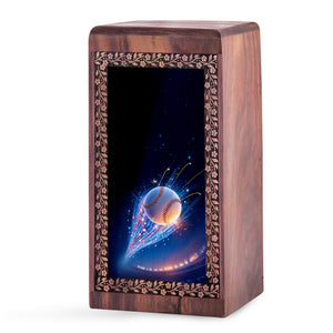 Baseball Light Trail Memorial Urn For Burial – Handmade Wooden Keepshake Urn