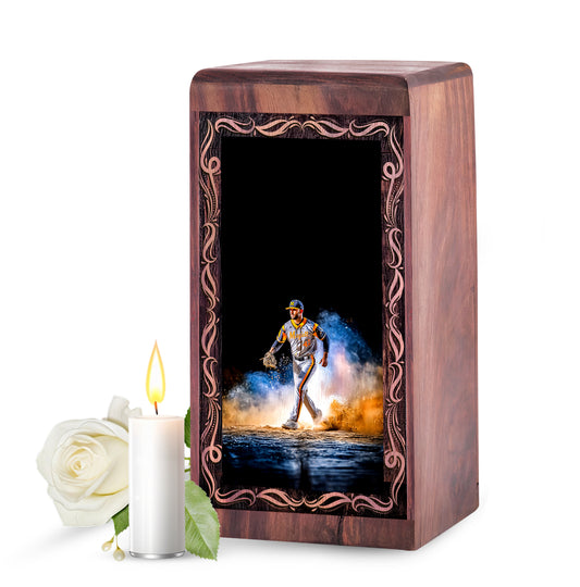 Baseball Spirit Memorial Box For Burial – Wooden Box Urns For Human Ashes Adult