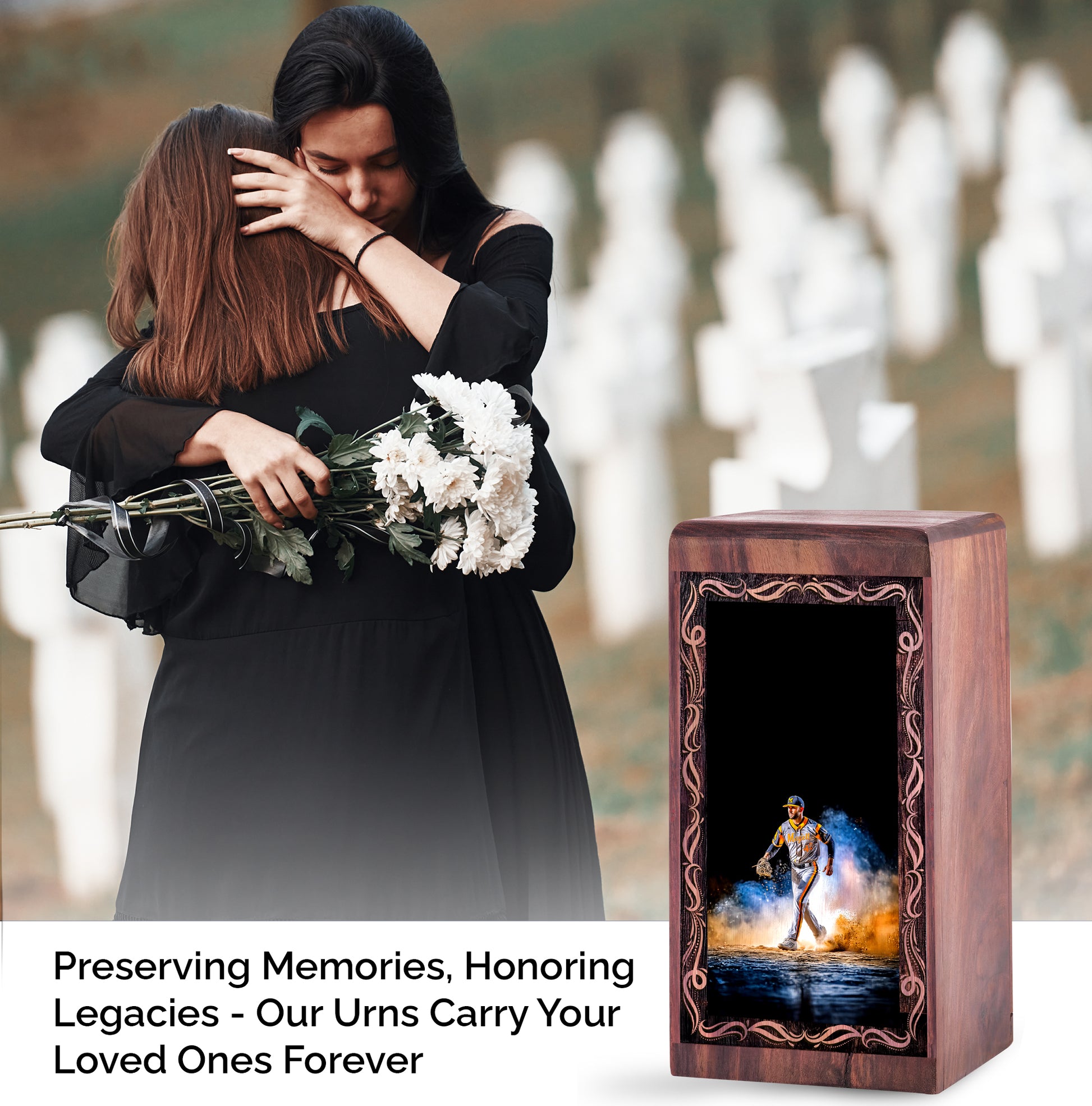 Baseball Spirit Memorial Box For Burial – Wooden Box Urns For Human Ashes Adult