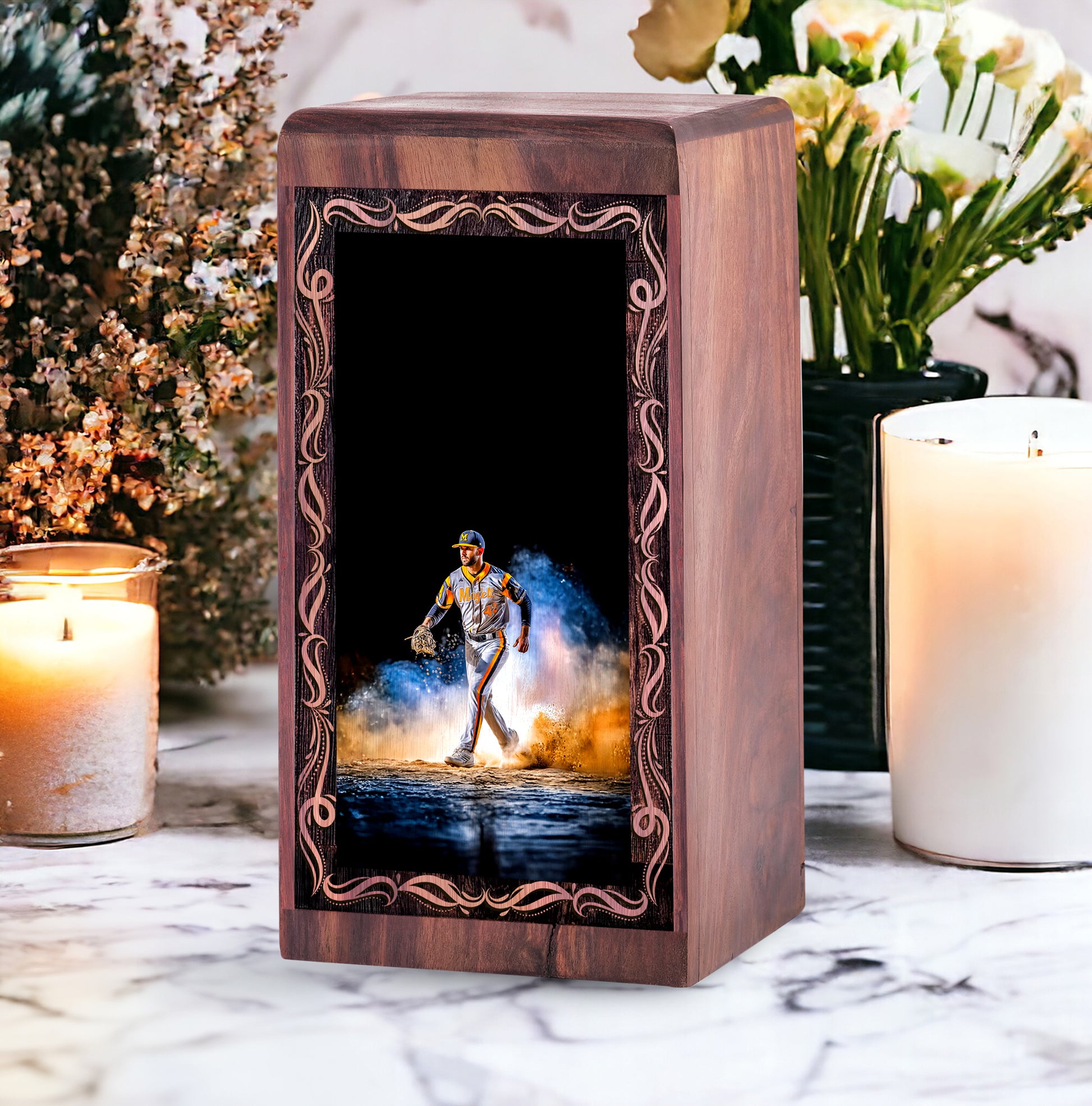 Baseball Spirit Memorial Box For Burial – Wooden Box Urns For Human Ashes Adult