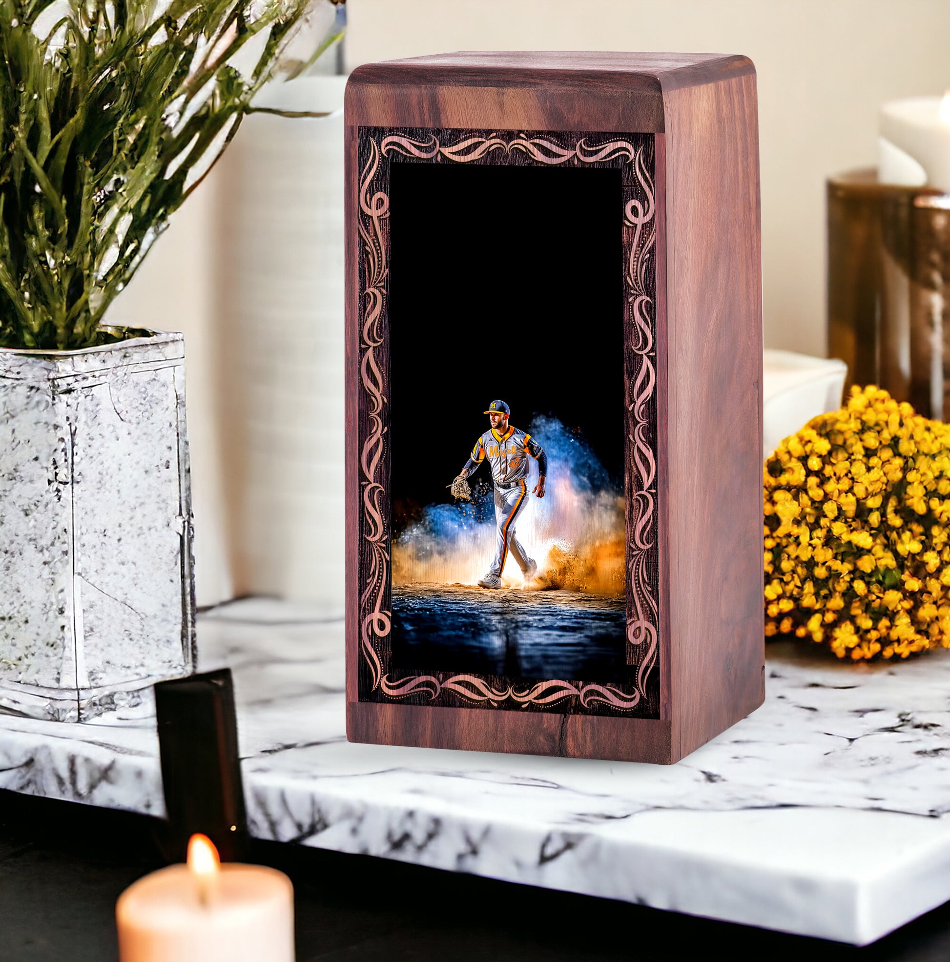Baseball Spirit Memorial Box For Burial – Wooden Box Urns For Human Ashes Adult