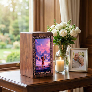 Native American Warrior Spirit Theme Urn – Premium Wooden Cremation Urn Box Adults