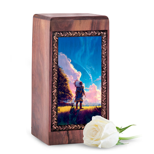 Divine Sky Reflection Theme For Ashes – Handmade Wooden Box For Burial