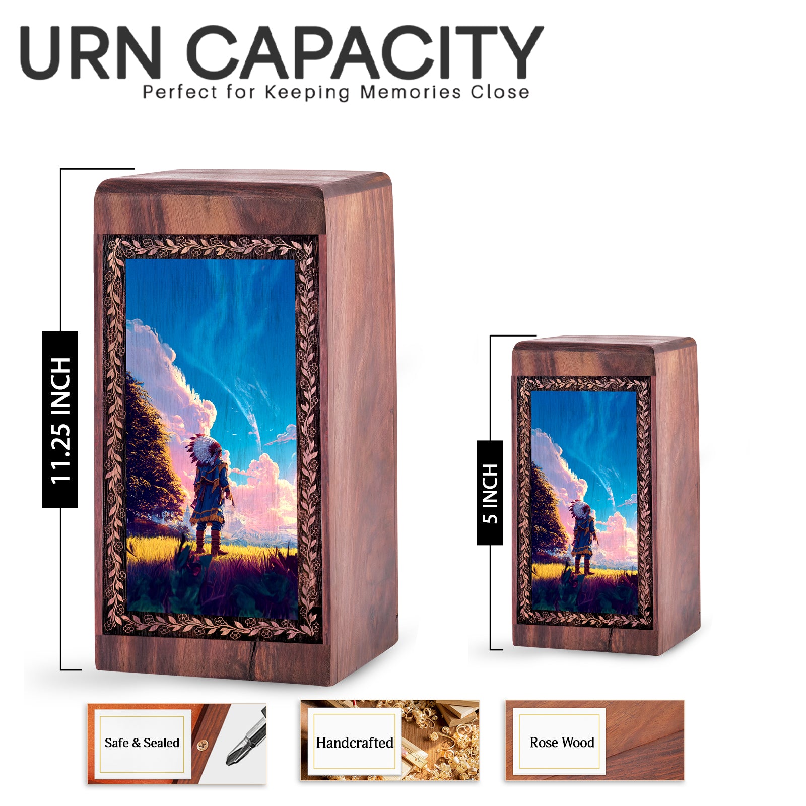 Divine Sky Reflection Theme For Ashes – Handmade Wooden Box For Burial