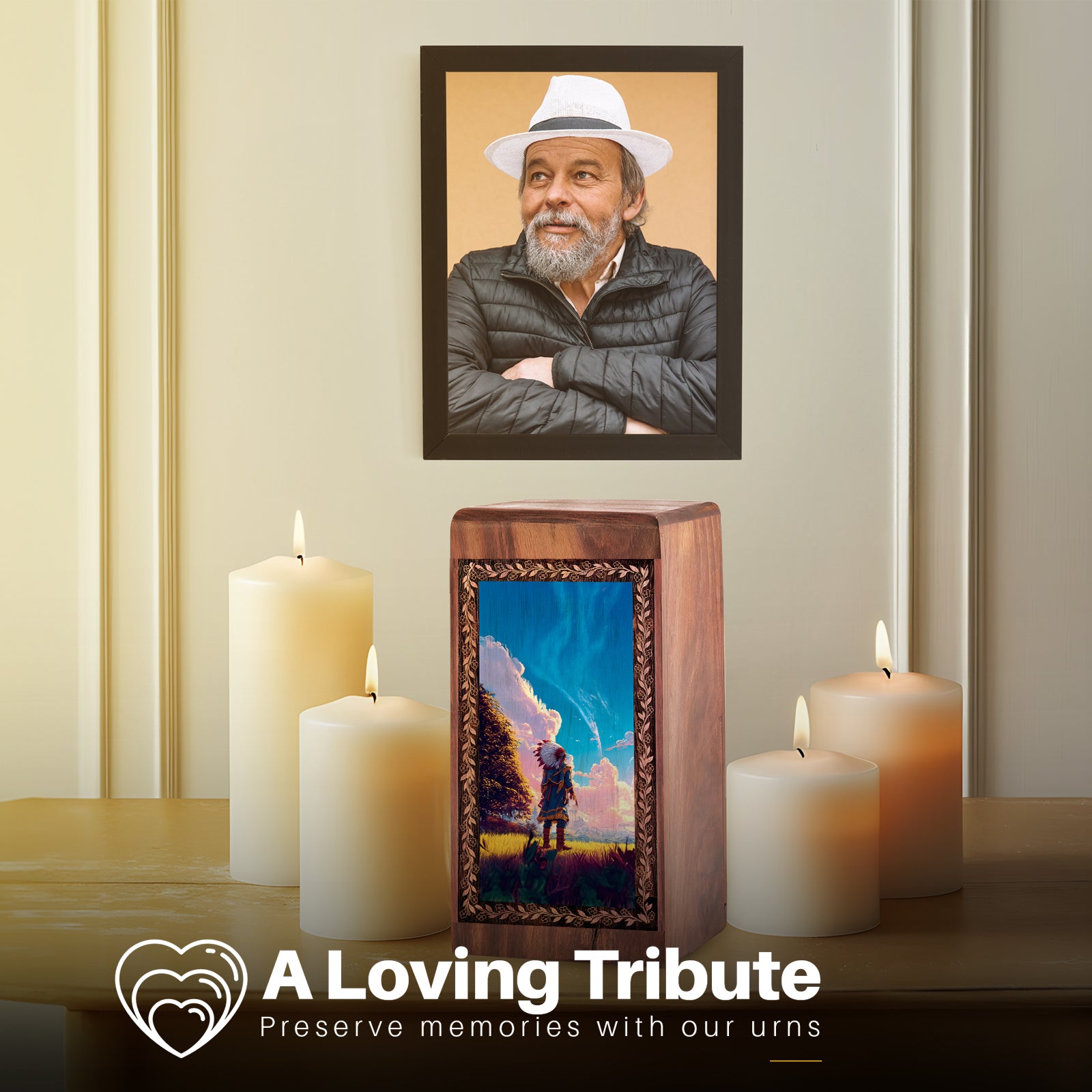 Divine Sky Reflection Theme For Ashes – Handmade Wooden Box For Burial