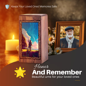 Divine Sky Reflection Theme For Ashes – Handmade Wooden Box For Burial