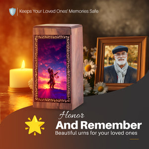 Sacred Spirit Protection Theme Wooden Urn - Rosewood Memorial Urn Box For Female