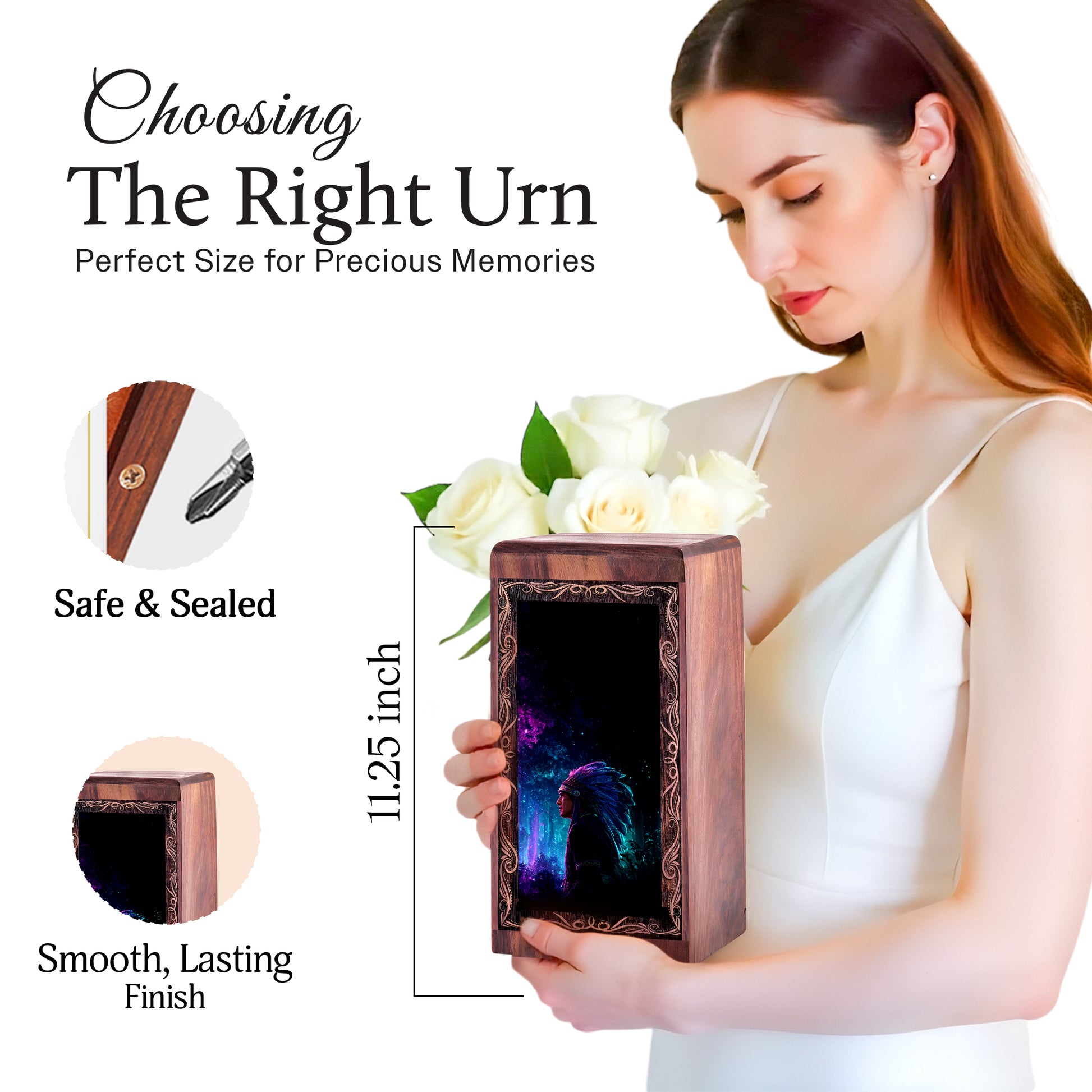 Native Cosmic Spirit Theme Funeral Urn - Memorial Keepshake Urn For Adult Female
