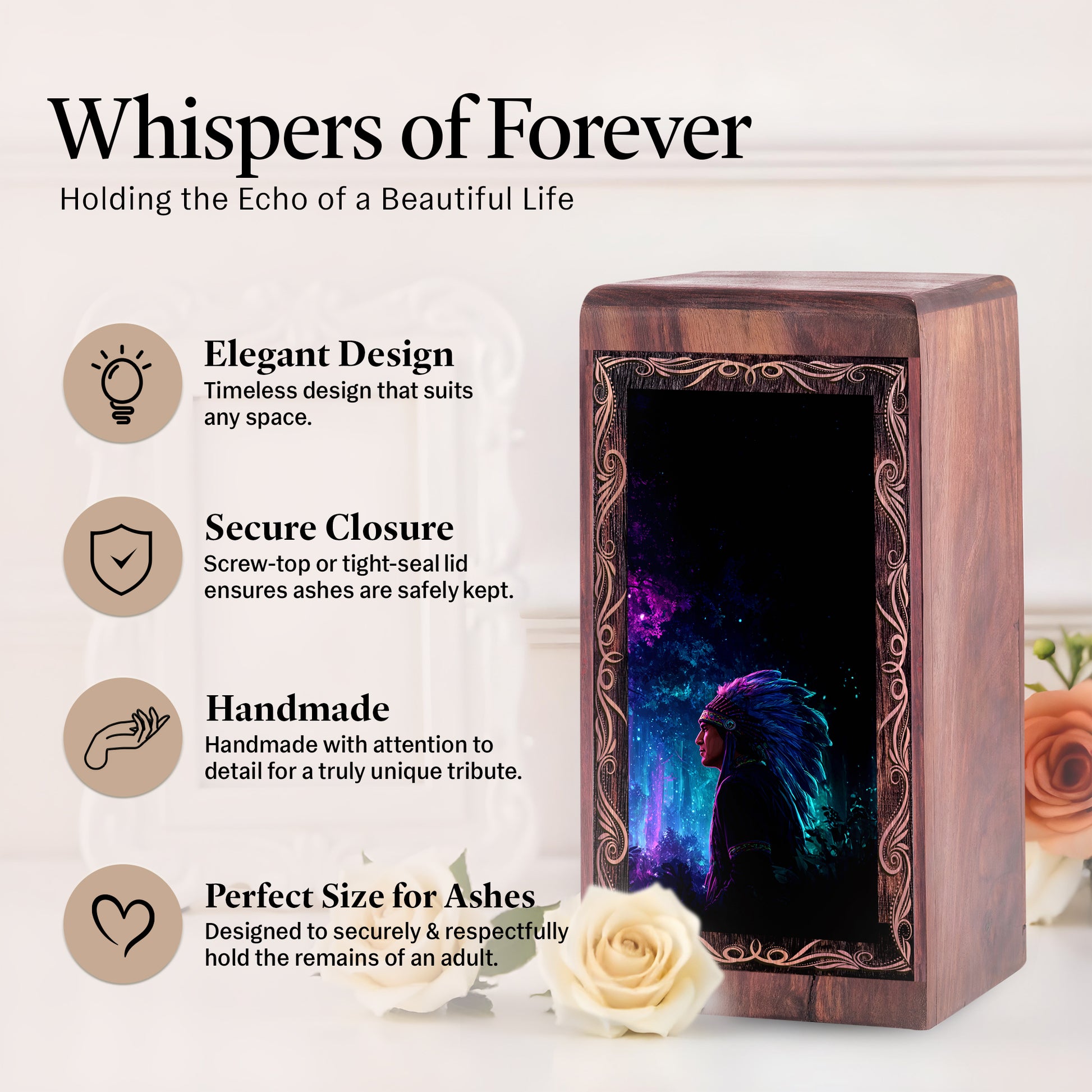 Native Cosmic Spirit Theme Funeral Urn - Memorial Keepshake Urn For Adult Female