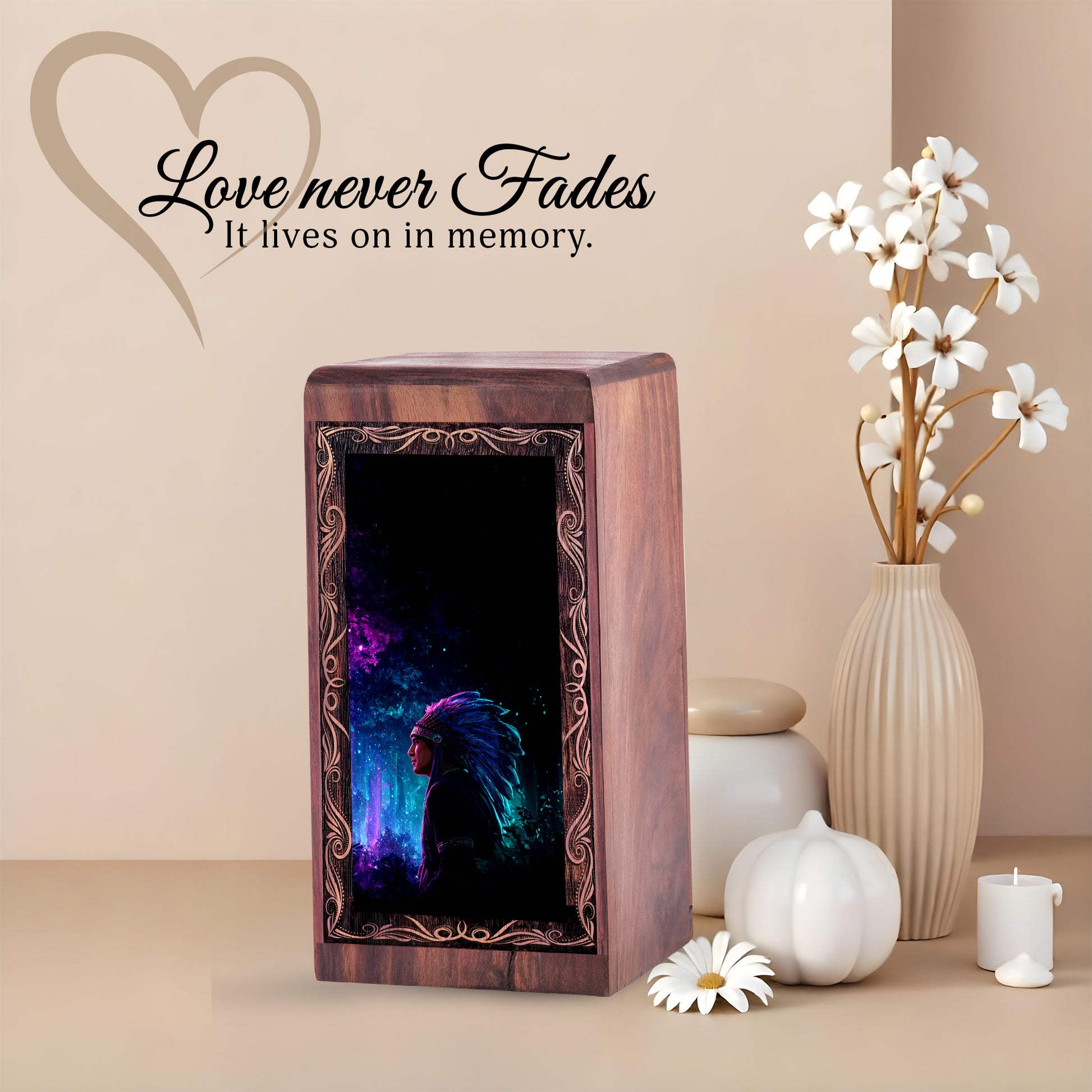 Native Cosmic Spirit Theme Funeral Urn - Memorial Keepshake Urn For Adult Female