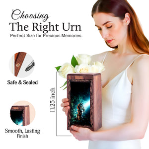 Spirit Native Light Theme Cremation Urn For Ashes - Handmade Wooden Urn For Burial