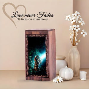Spirit Native Light Theme Cremation Urn For Ashes - Handmade Wooden Urn For Burial