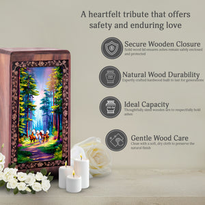 Native American Rider Memorial Urn For Adult Ashes - Wooden Keepshake Box For Man