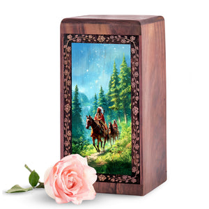Native American Spirit Keepshake For Ashes - Wooden Cremation Urn For Ashes