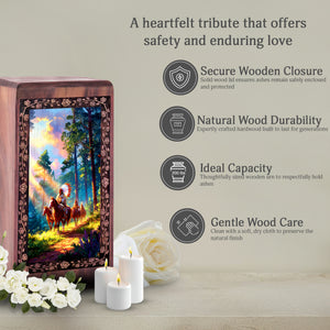 Native American Forest Rider Theme For Burial - Handmade Funeral Urn For Adults Male