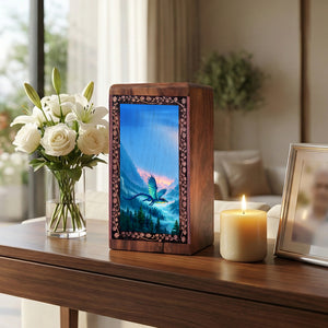 Flying Dragon Theme Memorial Urn - Dragon Wooden Urn For Mom & Dad