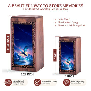 Dragon Wood Cremation Urn For Burial - Adventure Dragon Theme Funeral Boxes