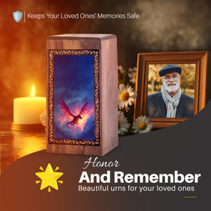 Thunder Dragon Theme Urns for Human Ashes - Customize Wooden Urn For Burial